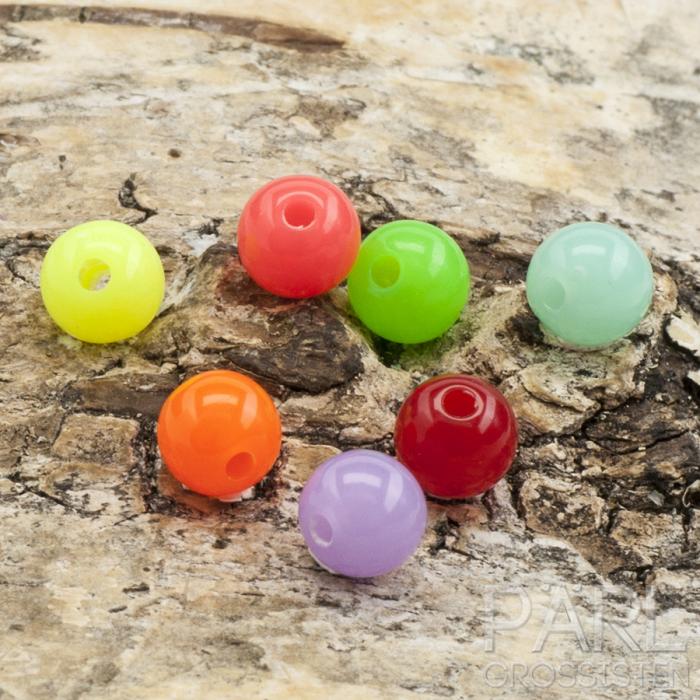 Rund, fluorescerande akrylpärla 4 mm, Neonmix (50st)