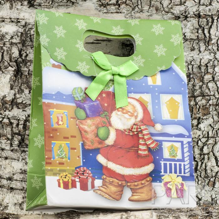 Presentpåse Jul 16x12x6 cm, Grön/Röd (st)