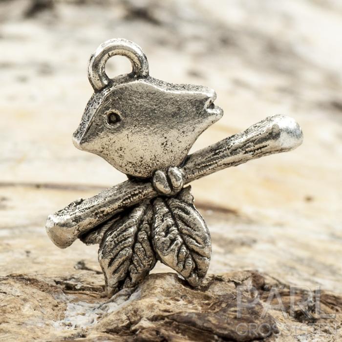 Berlock Fågel 16x17 mm, Antiksilver (10st)