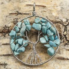 Hänge "Tree of life" 50x62 mm, Turkos (st)