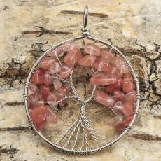 Hänge "Tree of life" 50x62 mm, Mörkrosa (st)