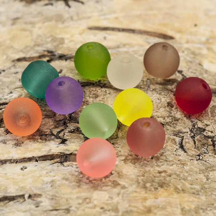 Frostad glaspärla 8 mm, Färgmix (100st)