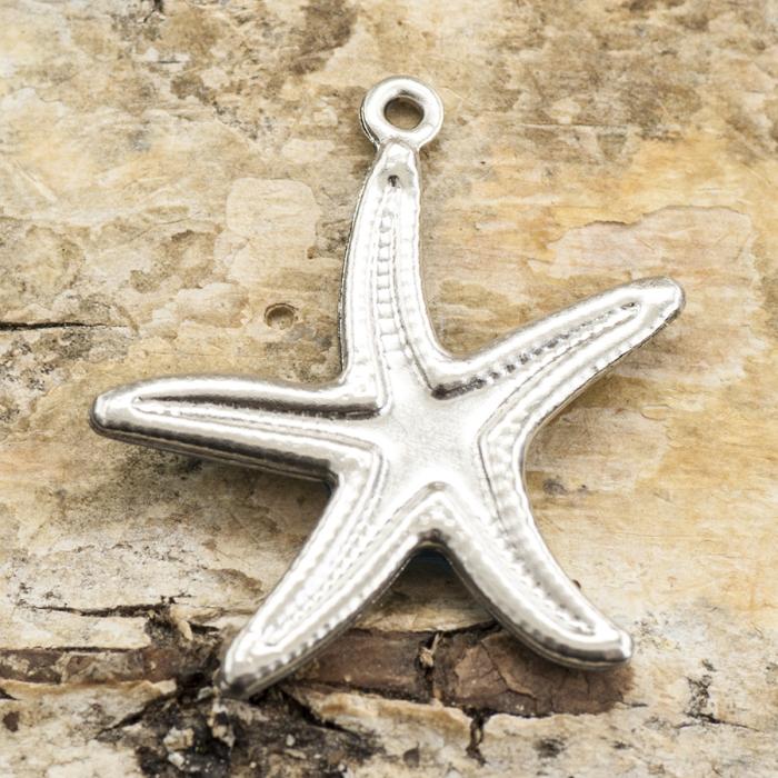Berlock Sjöstjärna i Rostfritt stål 20x22 mm, Blå/Stålfärg (st)