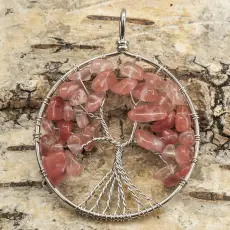 Hänge "Tree of life" 50x62 mm, Mörkrosa (st)