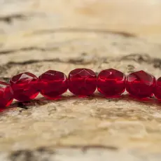 Glaspärla facetterad 4,5x5 mm, Röd (25st)