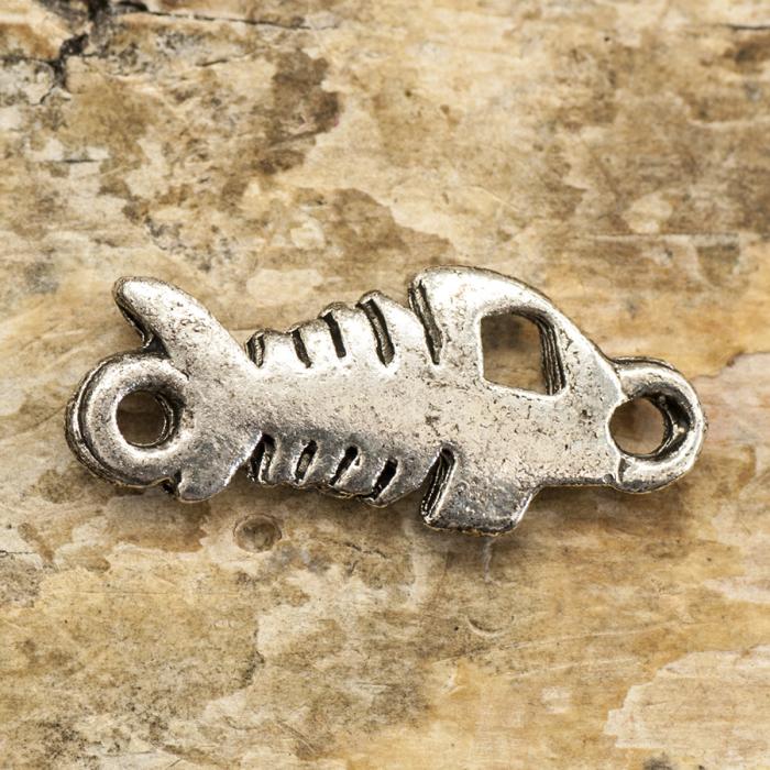 Connector Fiskben 15x6 mm, Antiksilver (10st)
