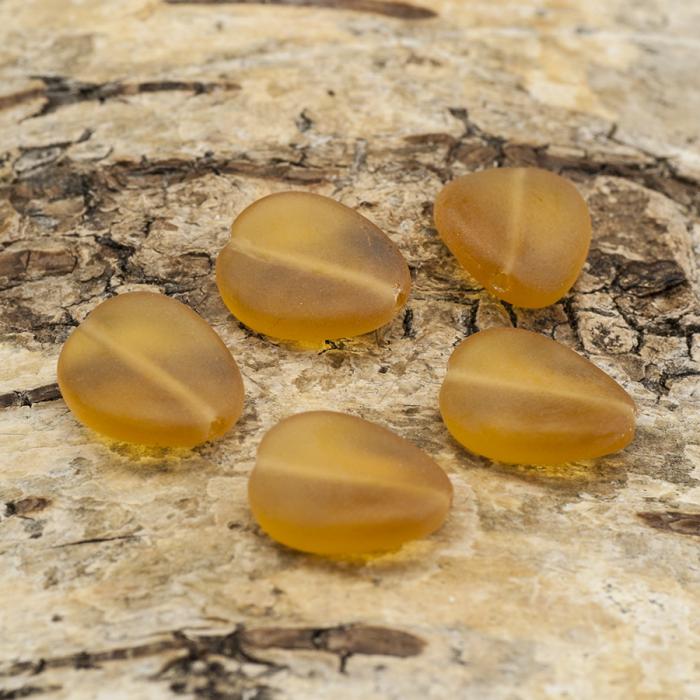 Frostad glaspärla vriden 11x14 mm, Bärnsten (5st)