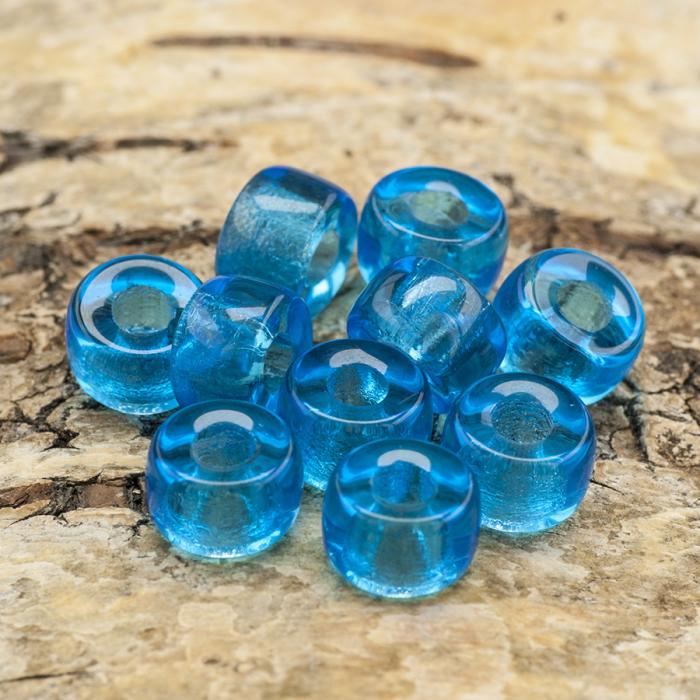 Platt glaspärla 9 mm, Blå (20st)