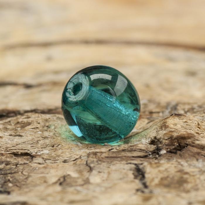 Glaspärla rund 6 mm, Mörk turkos (40st)