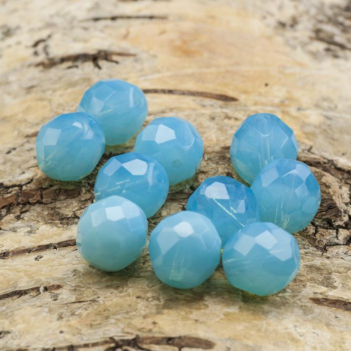 Glaspärla facetterad kula 12 mm, Turkos (5st)