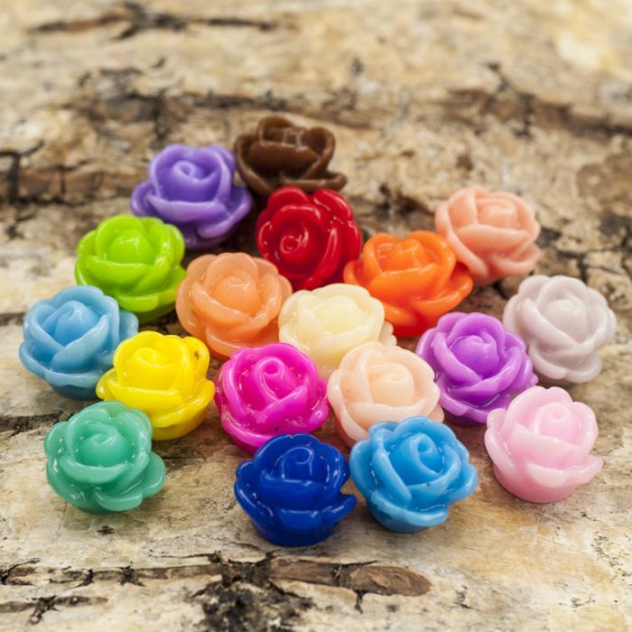 Resinpärla Ros 9x7 mm, Färgmix (10st)