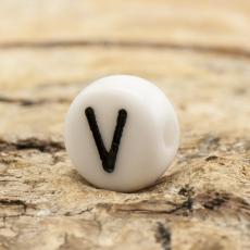 Bokstavspärla V 7 mm, Vit (25st)