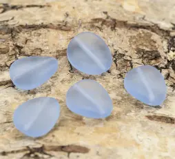 Frostad glaspärla vriden 11x14 mm, Ljusblå (5st)