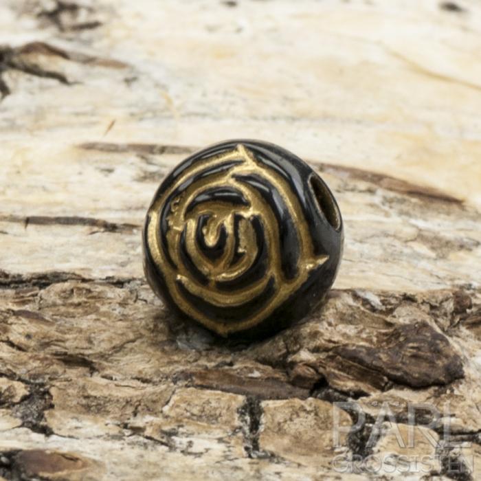 Akrylpärla med guld 10 mm, Svart (15st)