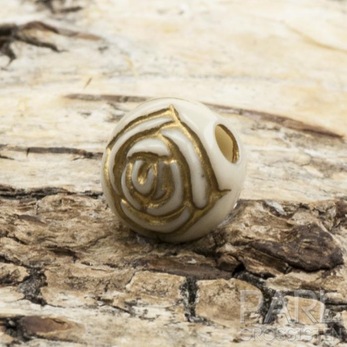 Akrylpärla med guld 10 mm, Beige (15st)