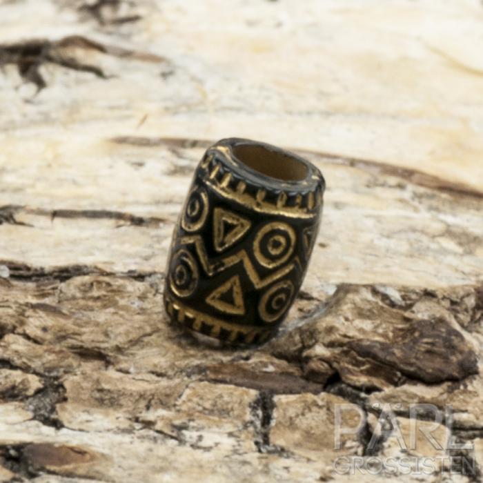 Akrylpärla med guld 9x8 mm, Svart (20st)