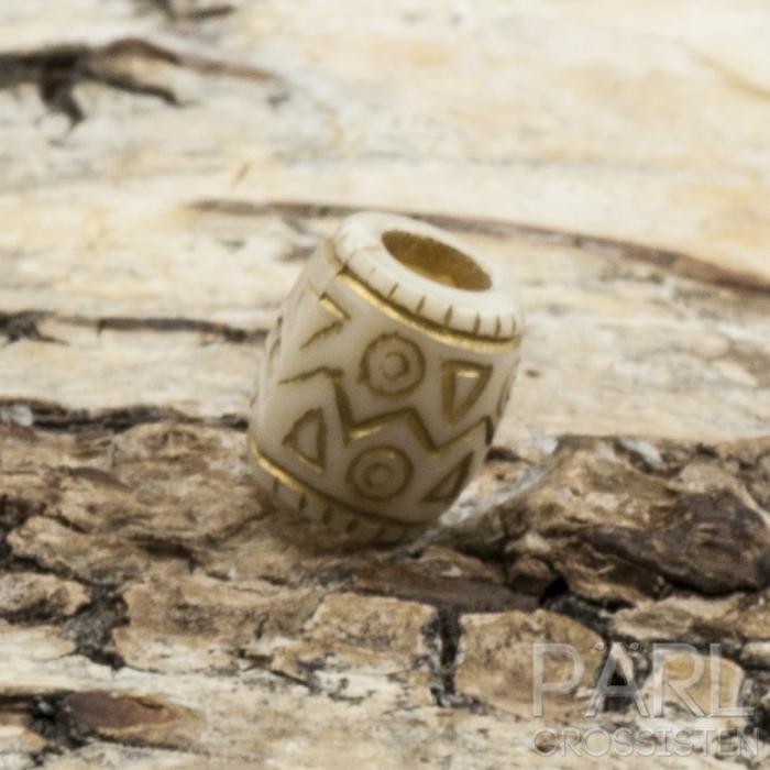 Akrylpärla med guld 9x8 mm, Beige (20st)