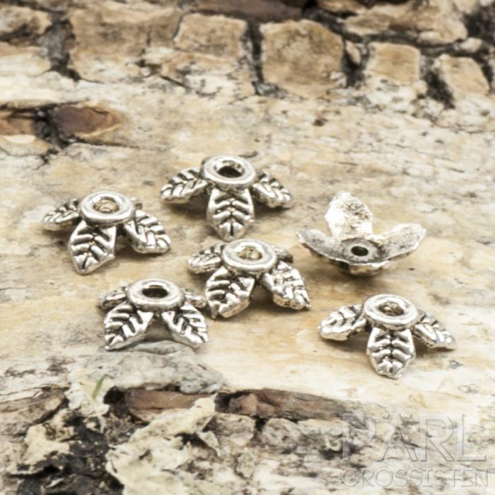 Pärlhållare Löv 8x2 mm, Antiksilver (20 st)