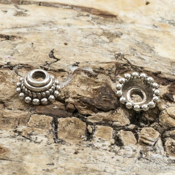 Pärlhållare Blomma 7x3 mm, Antiksilver (10st)