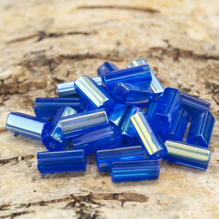 Glaspärla Stav 5x10 mm, Blå AB (25st)