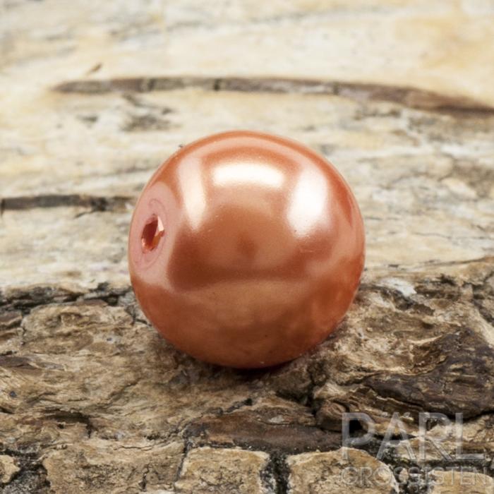Vaxad glaspärla 10 mm, Korall (10st)