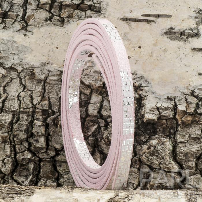 Läderimitation silvermönster 5x2 mm, Rosa (1,2 m)