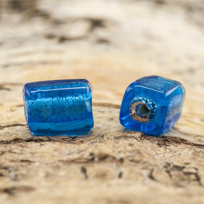 Glaspärla Rätblock 9x12 mm, Mörkblå (5st)