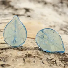 Glaslöv 13x18 mm, Turkos (10st)