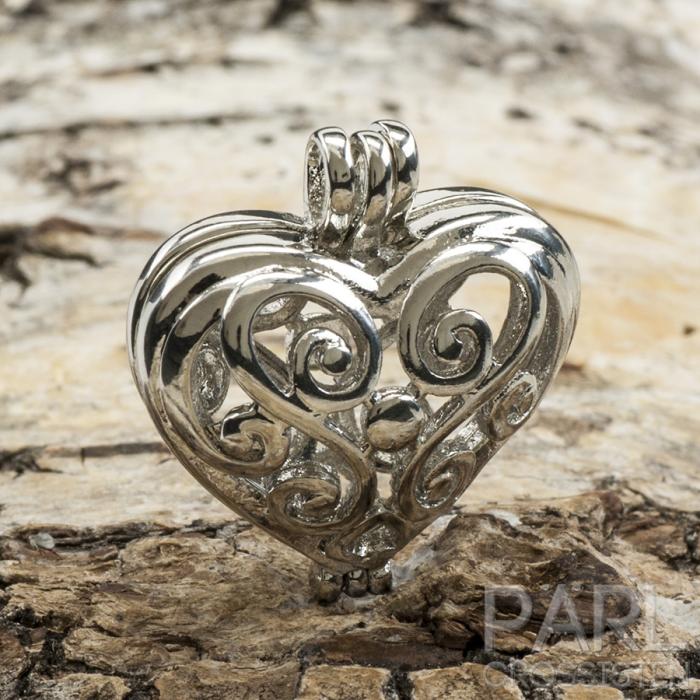 Pärlbur hjärta 20x24 mm, Platinafärg (st)
