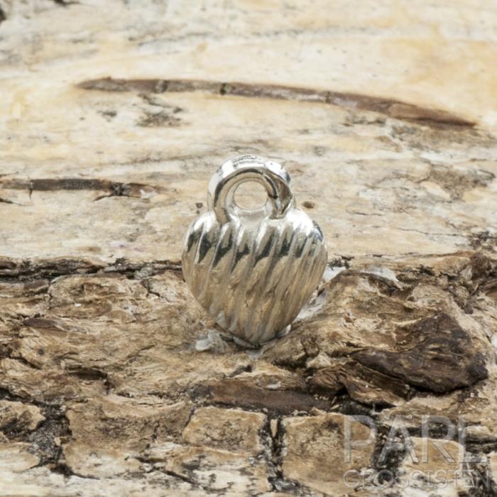 Berlock Hjärta CCB 10x7 mm, Silverfärg (25st)