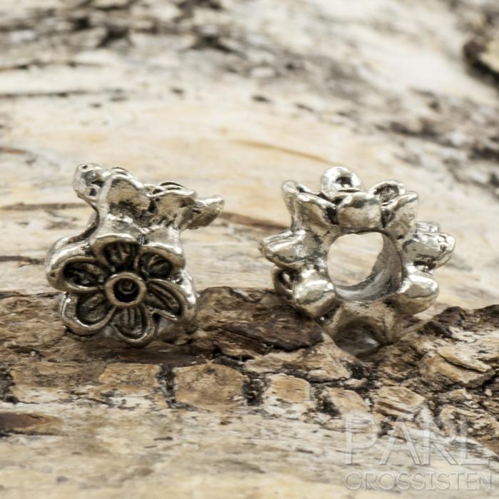 Ormlänkspärla Blomma 12x10 mm, Antiksilver (st)