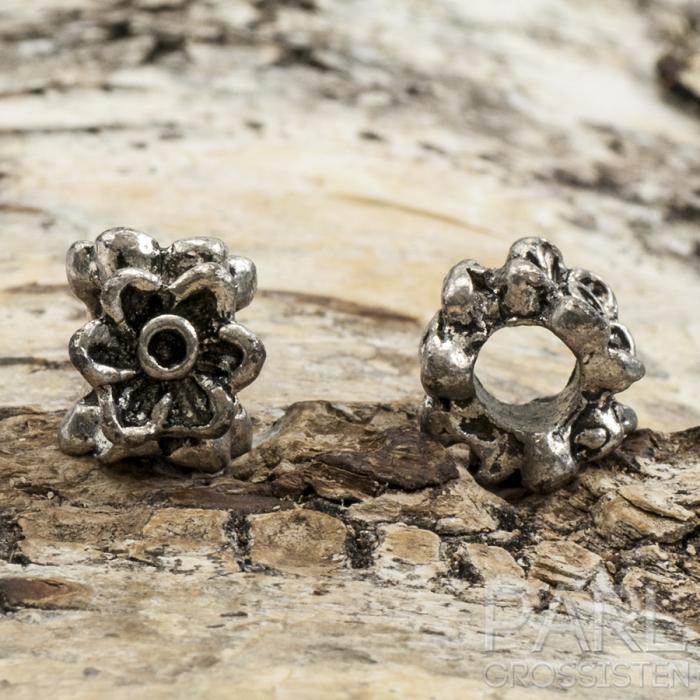 Ormlänkspärla emalj 11x10 mm, Svart/Antiksilver (st)