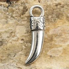 Berlock Italienskt Horn 6x20 mm, Antiksilver (5st)