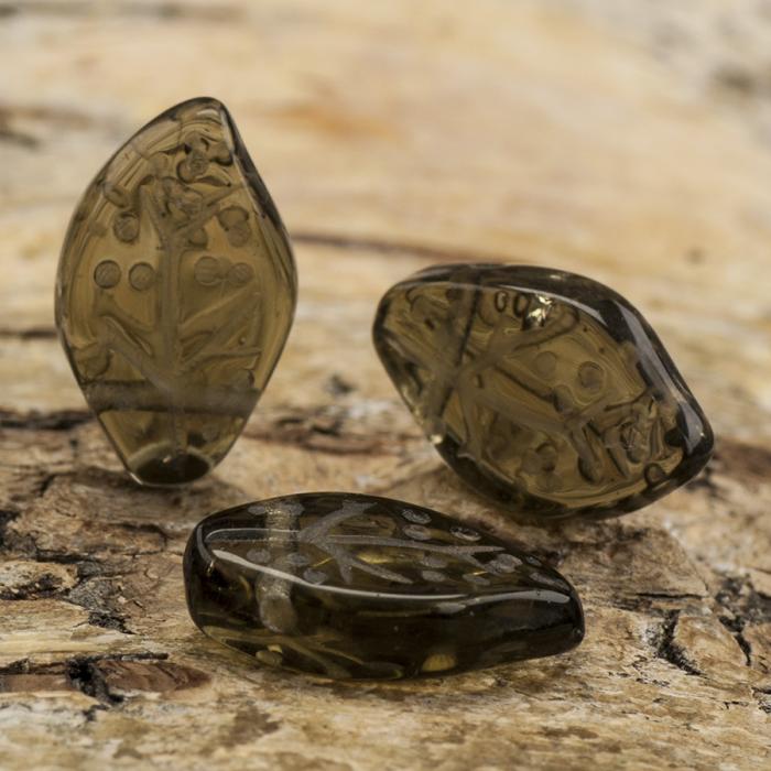 Glaslöv 9x15 mm, Svart (10st)
