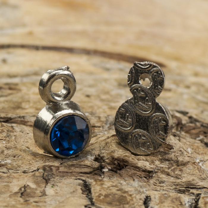 Berlock strass December 6x9 mm, Blå/Silverfärgad (5st)
