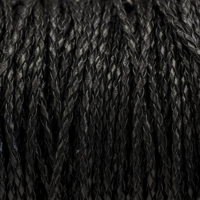 Flätad läderimitation 3 mm, Svart (meter)