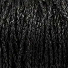 Flätad läderimitation 3 mm, Svart (meter)