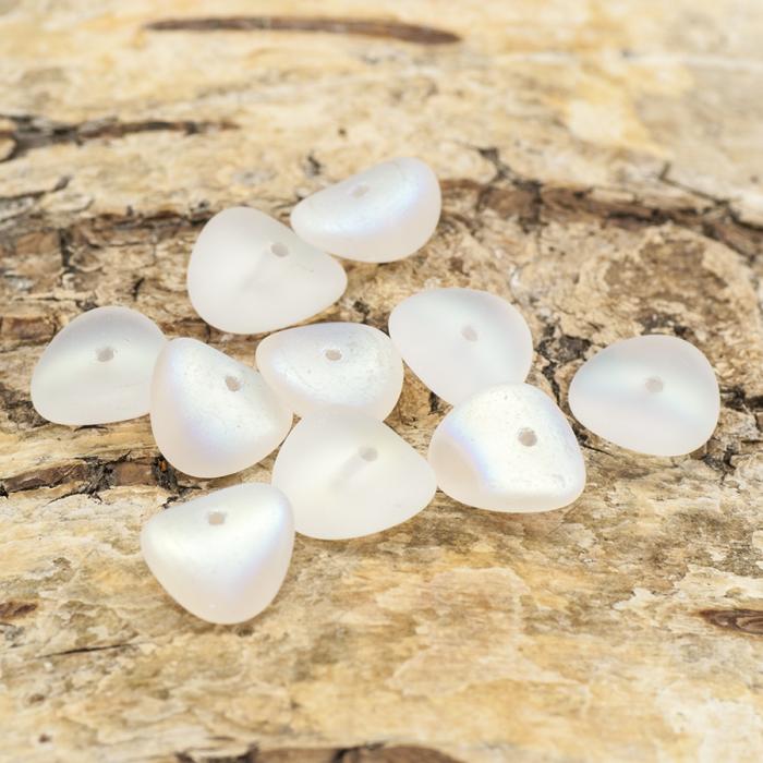 Frostad glaspärla fantasi 10x4 mm, Vit AB (10st)