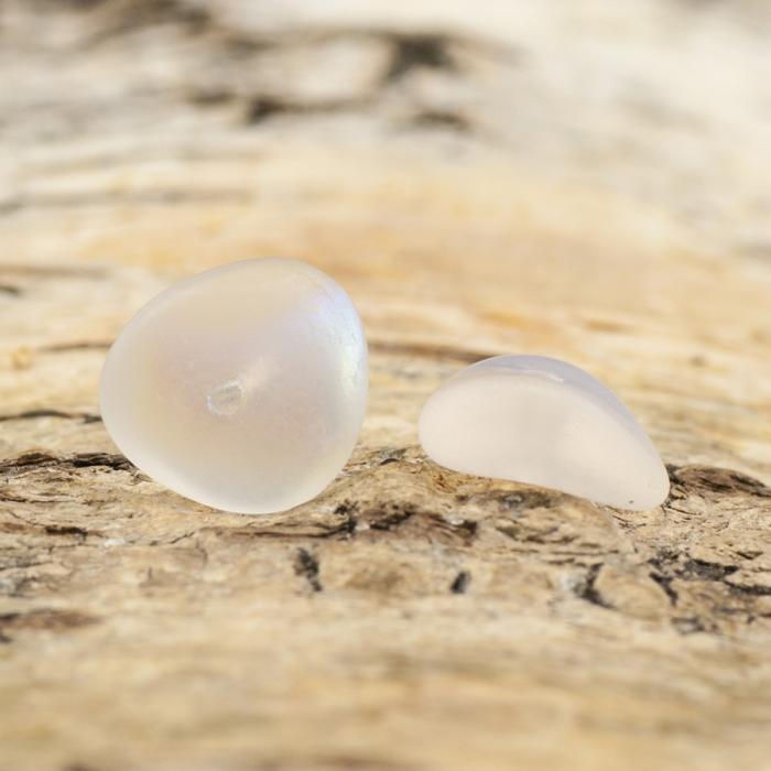 Frostad glaspärla fantasi 10x4 mm, Vit AB (10st)
