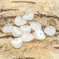 Frostad glaspärla fantasi 10x4 mm, Vit AB (10st)