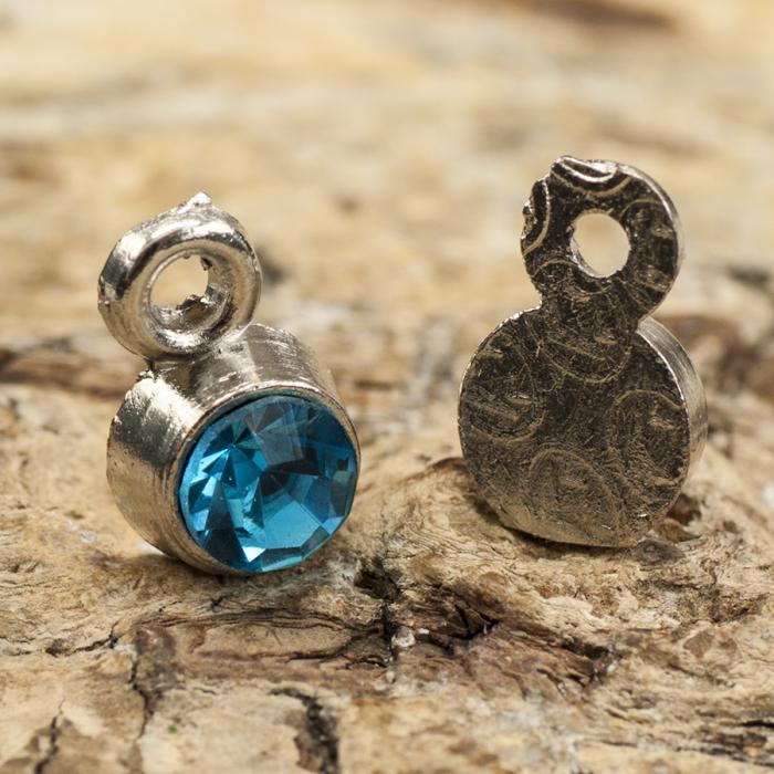 Berlock strass Mars 6x9 mm, Ljusblå/Silverfärg (5st)