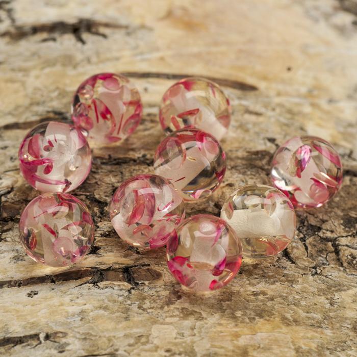 Resinpärla 10 mm, Rosa/Klar (10st)