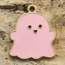 Berlock Spöke 20x24 mm, Rosa/Guldfärg (st)