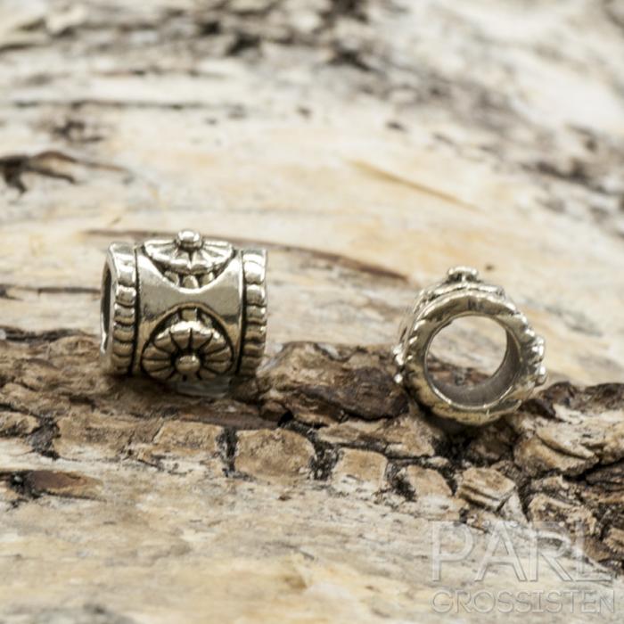 Ormlänkspärla Blomma 9x9 mm, Antiksilver (st)