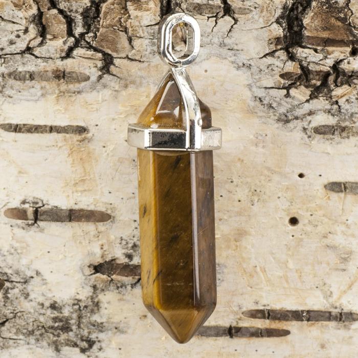 Hänge Bullet tiger eye 37-40x12 mm, Brunsvart/Platinafärg (st)