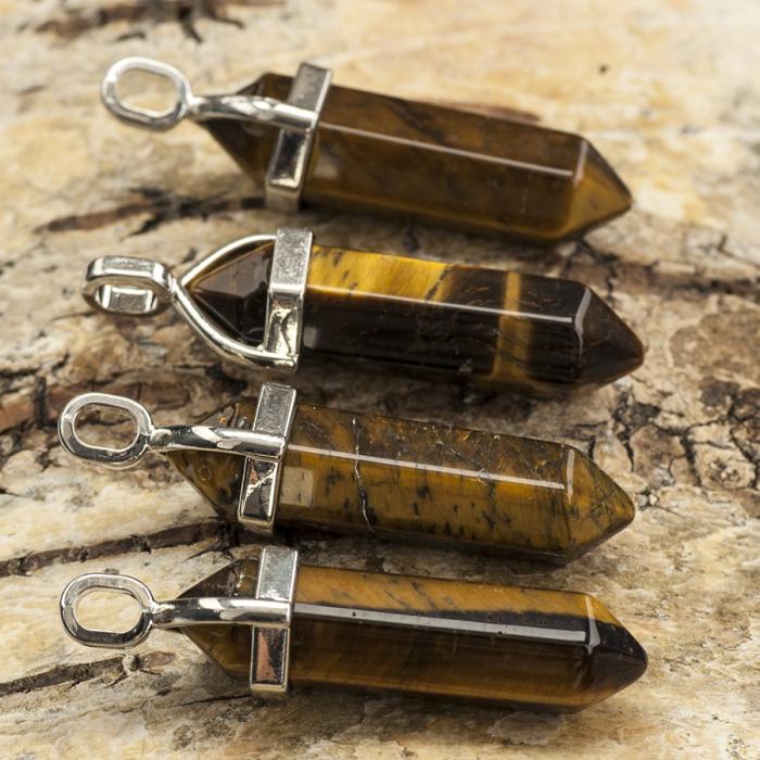 Hänge Bullet tiger eye 37-40x12 mm, Brunsvart/Platinafärg (st)