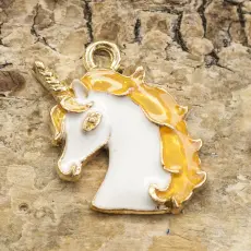 Berlock "Ronja" Enhörning 20x18 mm, Orange/Vit (st)