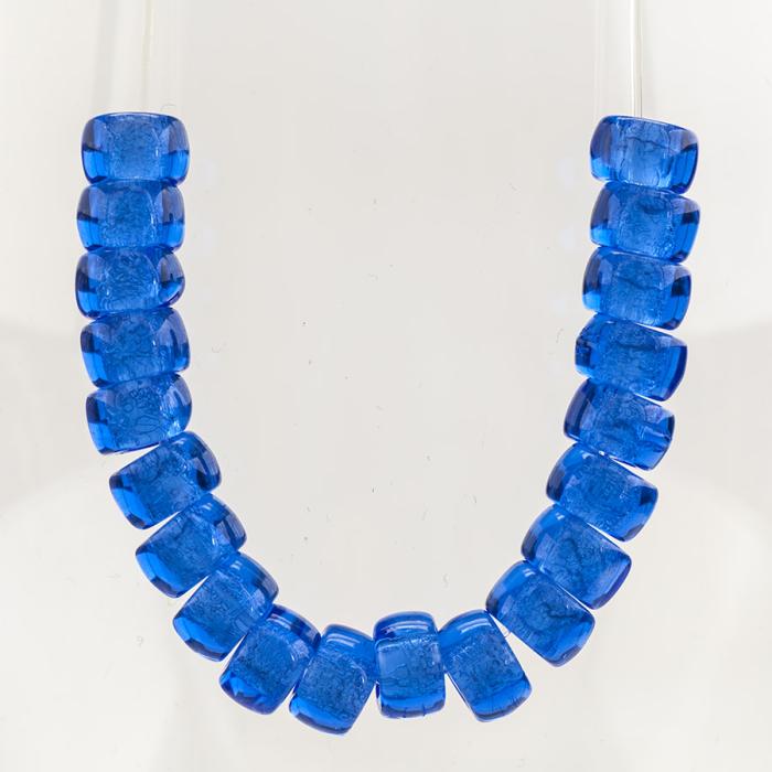 Platt glaspärla 6 mm, Blå (20st)