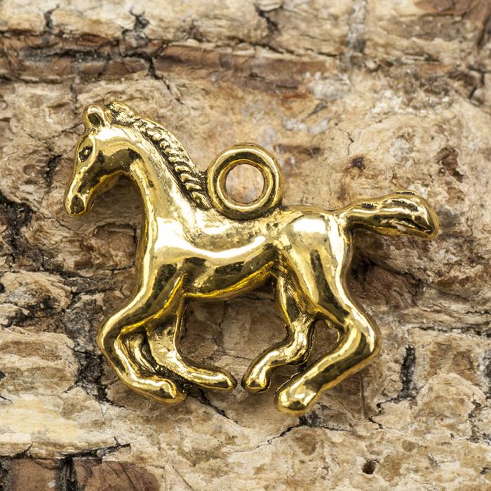 Berlock häst 19x14mm, Antikguld (st)