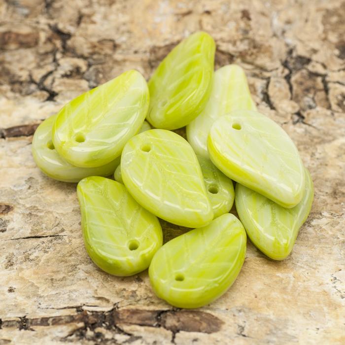 Glaslöv 9x14 mm, Lime (10st)